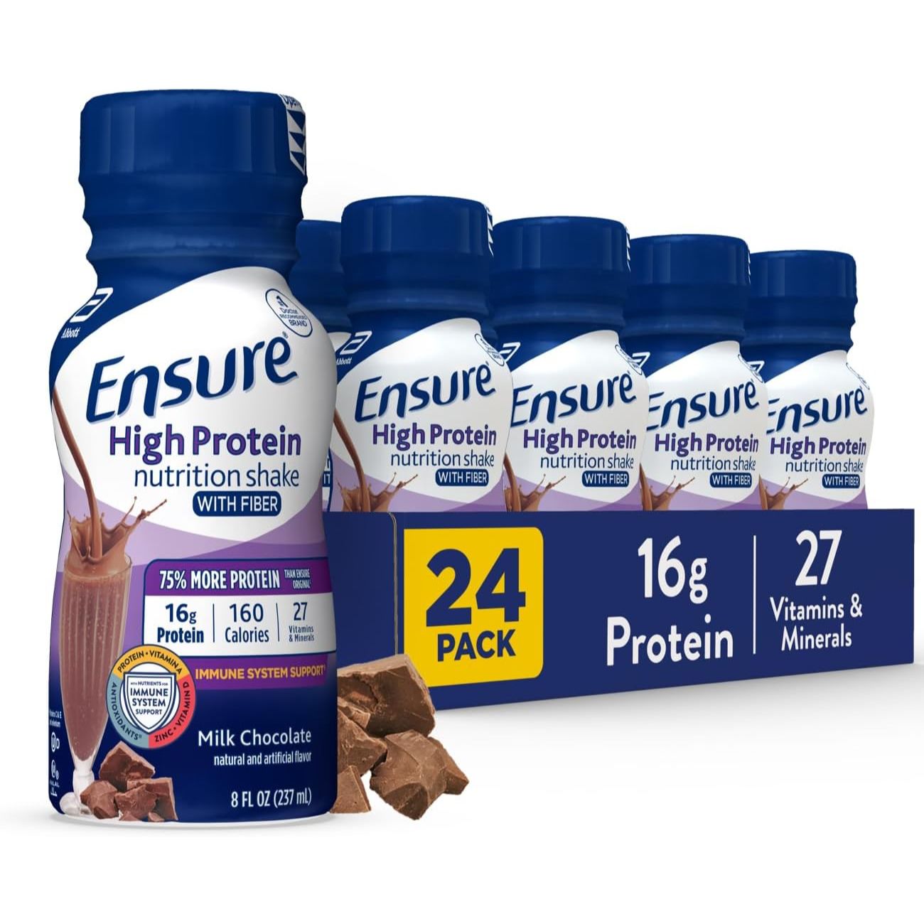 Ensure High Protein Milk Chocolate Nutrition Shake With Fiber | 24 Pack