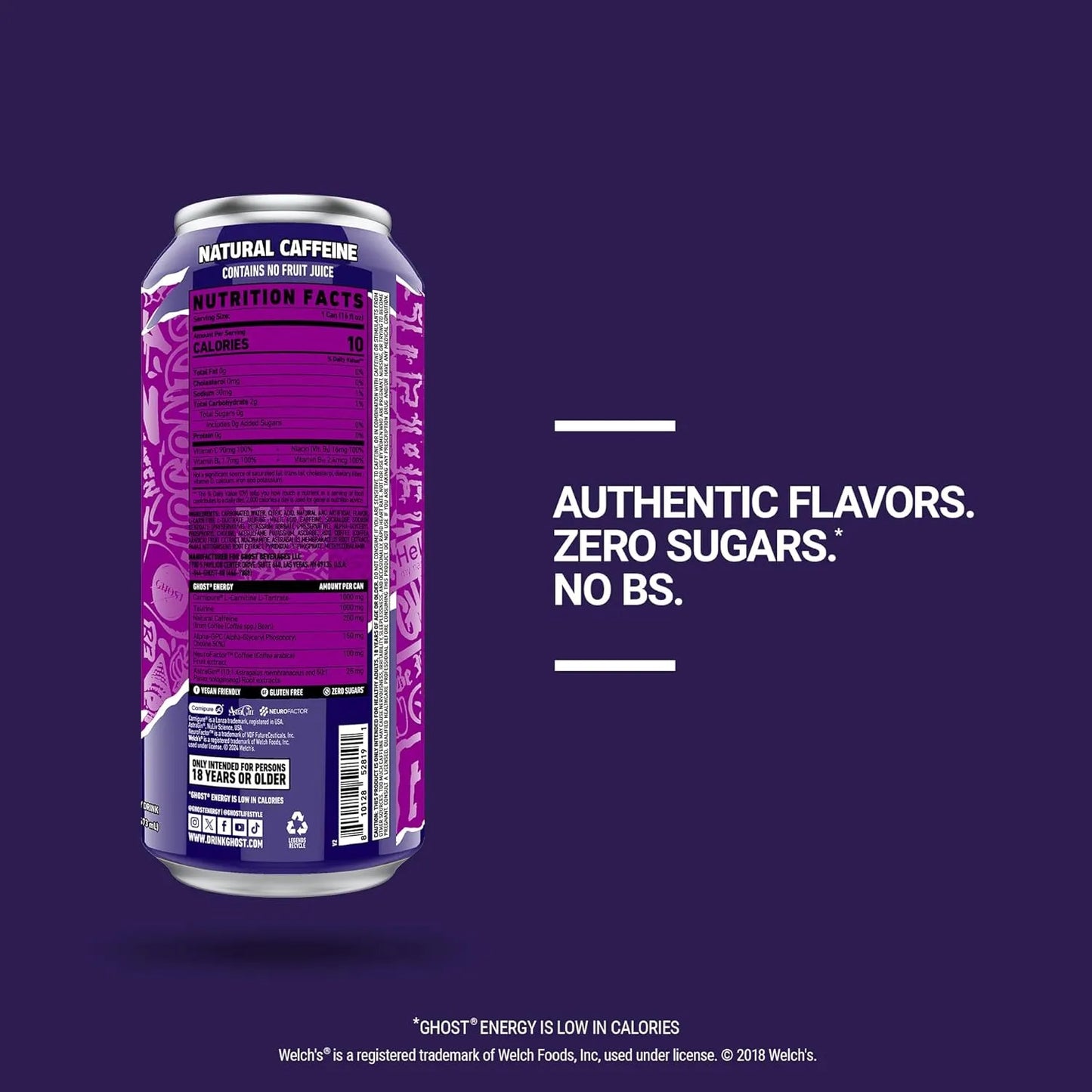 GHOST Energy Drink - 12 Pack, - Energy & Focus, No Artificial Colors - Gluten Free